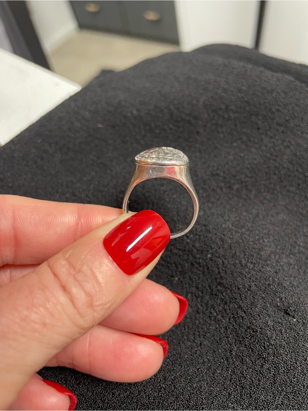 Vintage Mignon Faget Tortoise sterling Silver Ring - size 8 - Picture 3 of 5